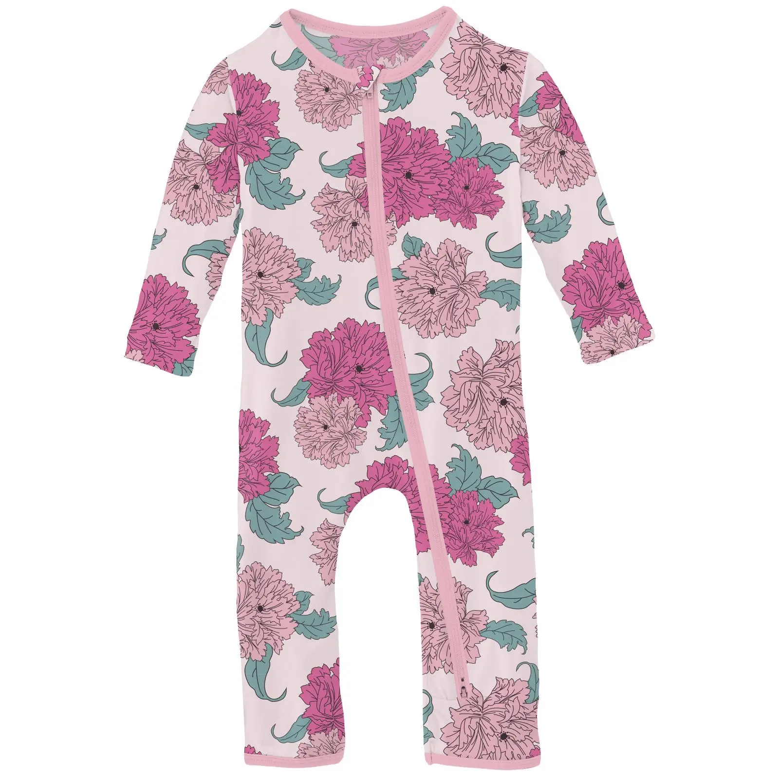 Bamboo Coverall with 2-Way Zipper - Shrinking Violet Peonies