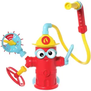 Baby Bath Toddler Toys (Ages 3+) - Spray 'N’ Sprinkle Fire Hydrant Bathtime Toy - Includes Hose, Spray Nozzle, Wheel, & Water Gauge - Attach to Any Bath Tub or Shower - Mold Free