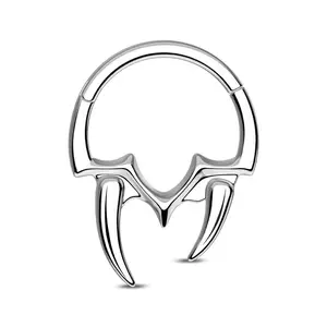 Oufer 16G Fangs Dash Hinged Segment Cliker Septum Piercing Nose Ring 316L Stainless Steel Medusa Nosering