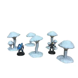 LED Magic Mushrooms - 5-Pack D&D Cave Terrain Set - Green/Blue/Yellow/White/Pink/Orange - 3D Printed with Gray & Translucent PLA - Swappable LEDs - Battery Operated - Perfect for Dungeon Cavern Starter or Any Dungeon Tile System