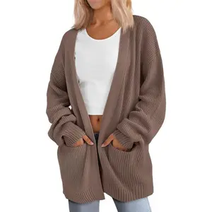 Womens Oversized Cardigans Soft Knit Cardigan Sweater with Pockets Knitwear Tops Can be used with a raincoat