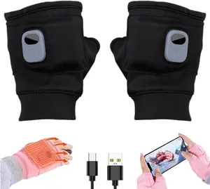 Rechargeable Heated Fingerless Gloves for Women, Electric Hand Warmers with Temperature Control, Cold Weather Winter Gloves