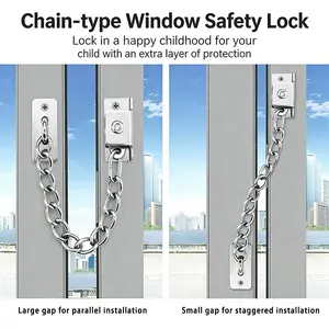 Stainless Steel Safety Door Chain Lock Set, Thick Bolt Included, Anti-Theft Fireproof Door Security Device, Screw Installation