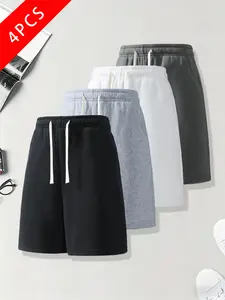 summervibes 4-Pack Men’s Summer Casual Athletic Shorts, Loose Straight Cut, Comfortable & Breathable, Simple & Versatile