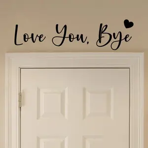 Modern Minimalist Decorative Door Decal, PVC Wall Art Sticker, Scandinavian Style Quote Decor for Entrance Bedroom Home, Love Goodbye Design
