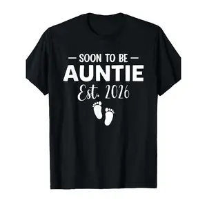 Soon to Be Auntie Est. 2026 Pregnancy Announcement T-Shirt - Funny Footprints & Due Date Design, Lightweight Breathable Maternity Top for Expecting Mothers, Aunt Gift, Casual Humorous Apparel with Durable Print, Comfortable Short Sleeve Round Neck S