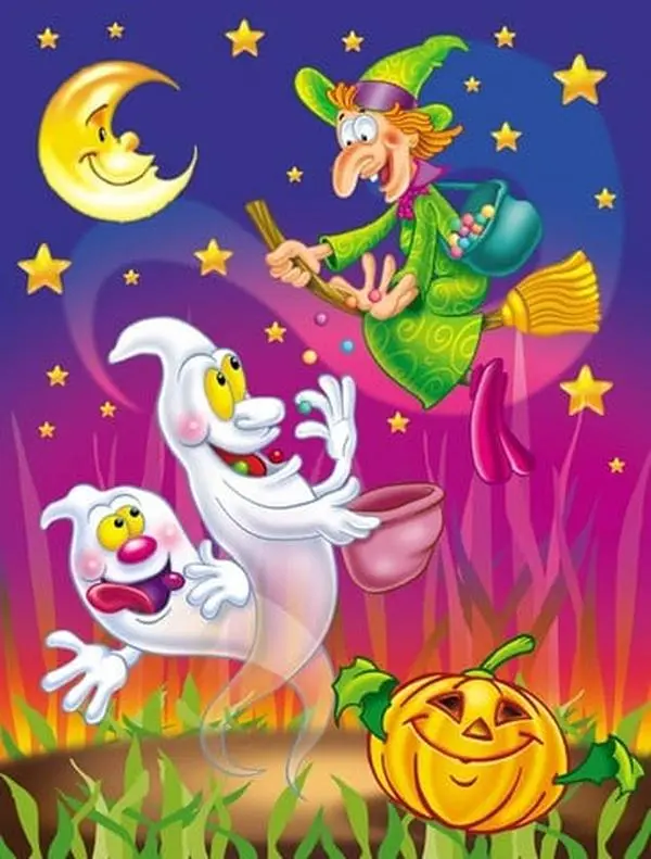 Witch & Ghosts Halloween Flag Canvas House Size