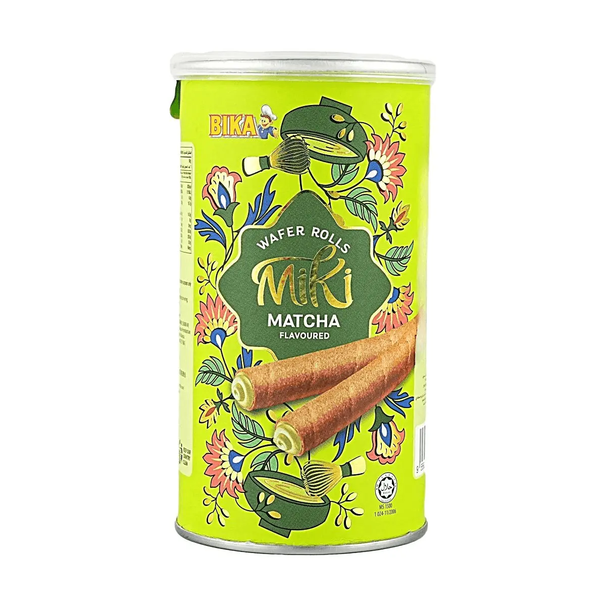 BIKA Matcha Cream Wafer Rolls - Crispy Malaysian Snack, 90g