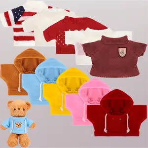 Bear Clothes 10 Pcs Set Hoodie Sweater Tee Fits 14 to 18 Inch Bears Includes Glasses Hat Cute Kawaii Plush Doll Clothes DIY Toy
