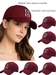 Wide & deep black-letter burgundy baseball cap Snug Fit for women (autumn style)   high-end, Fashion, stylish, casual, sporty, versatile, outdoor sunshade Sun Protection hat. Also available in men's style, customizable, Unisex