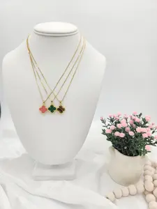 14K gold plated fine chain with a 4 leaf clover pendant.