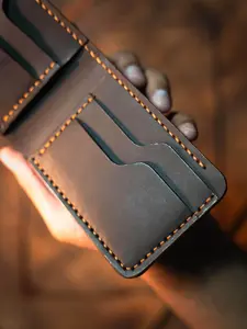 Bifold Style Handmade Leather Wallet For Men - Burnished Edges - Hand Crafted - Best Anniversary - Birthday - Father's Day Gift