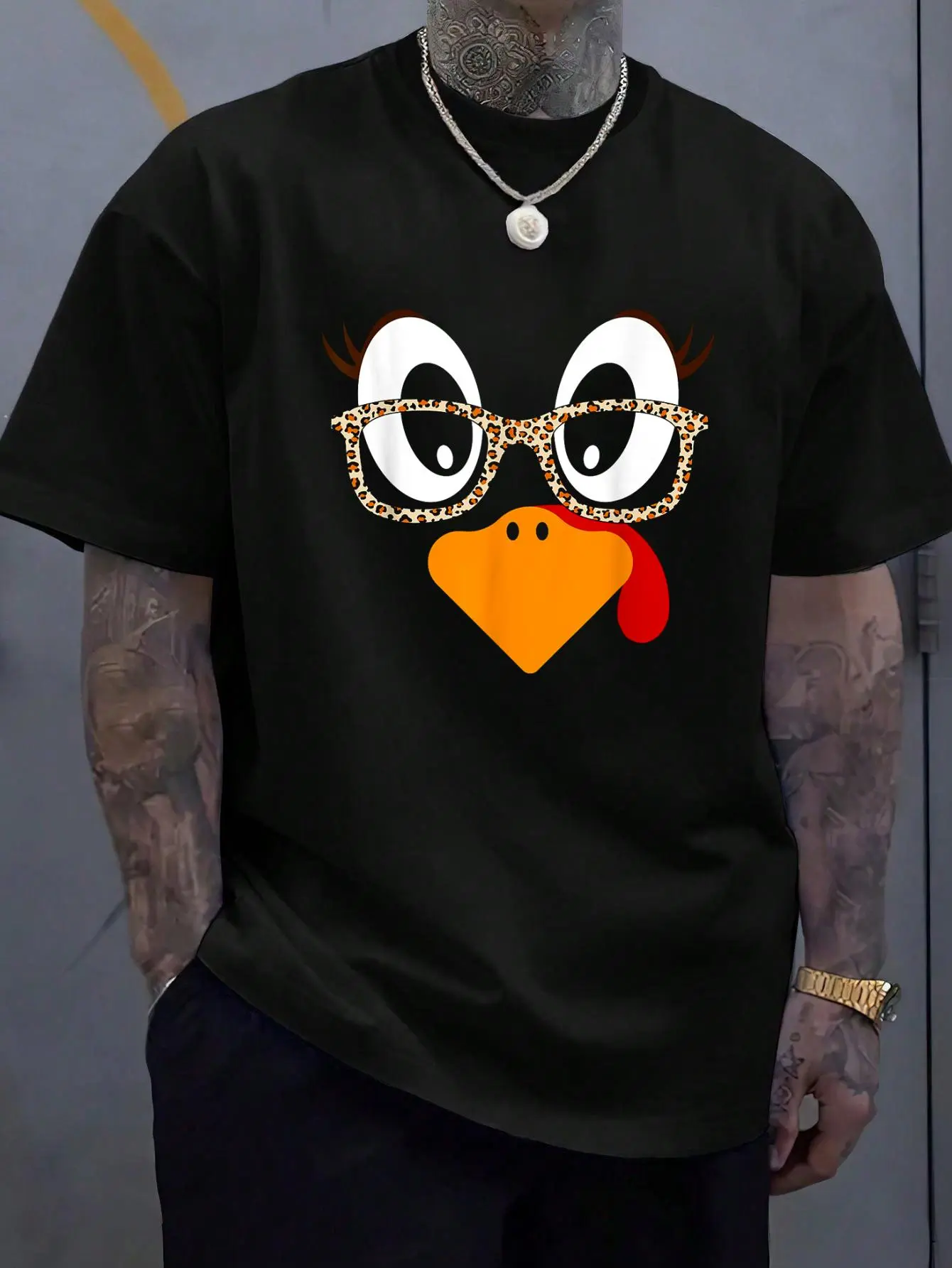 100% Cotton Unisex Thanksgiving Shirts for Women Girls Turkey Face Eyelashes T-Shirt, Men's Women's Shirt Top, Short Sleeve Tops Crewneck T-shirt