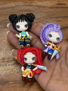Glitter Demon Hunters Bundle - Adorable Miniature Figurines with Vibrant Hair Colors and Unique Outfits for Collectors