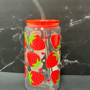 Strawberries Glass Cup