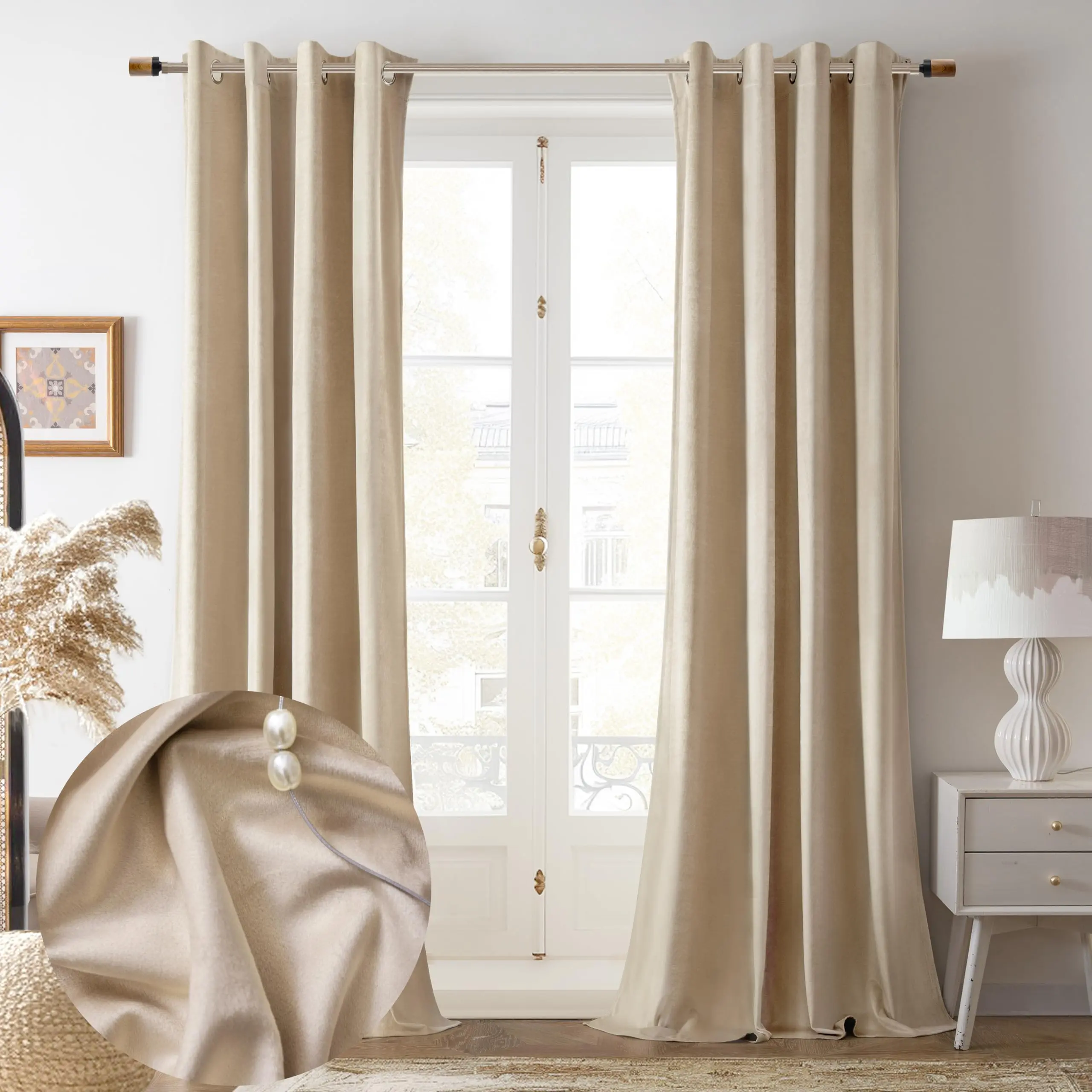 DriftAway Velvet Curtains Room Darkening Curtains 2 Panel Set Super Soft luxury Grommet Curtains Thermal Insulated Blackout Drapes for living room Bedroom 52 inch wide