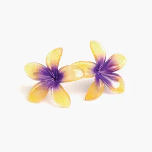 Just Add Sun Plumeria Hair Clips - Purple and Yellow