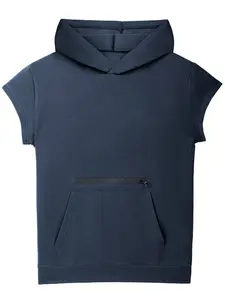 Men's Hooded Sleeveless Vest, Casual Fitted Long Tank Top, Made in China