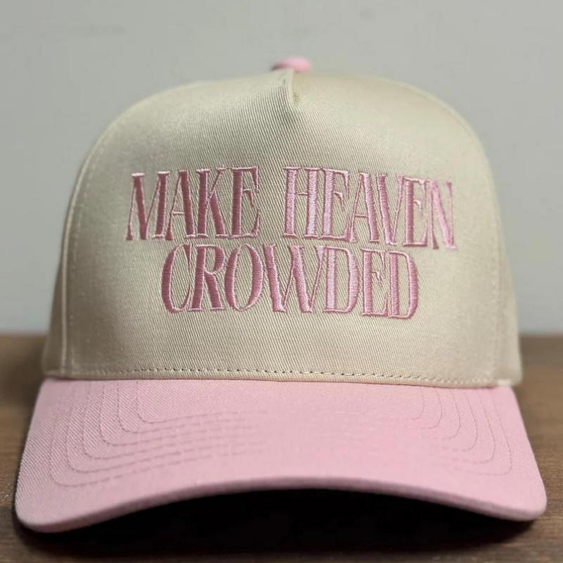 MAKE HEAVEN CROWDED TwoTone Trucker Hat Embroidered Headwear Adjustable Snapback Christian Gift Faith Trucker Cap Stylish Fashionable Trend Hat Life