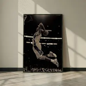Kobe Bryant Slam Dunk Poster, Los Angeles Basketball Wall Art, Vintage Sports Print, Hypebeast Man Cave Decor, Mamba Mentality Fan Gift ( Unframed - Print Only )