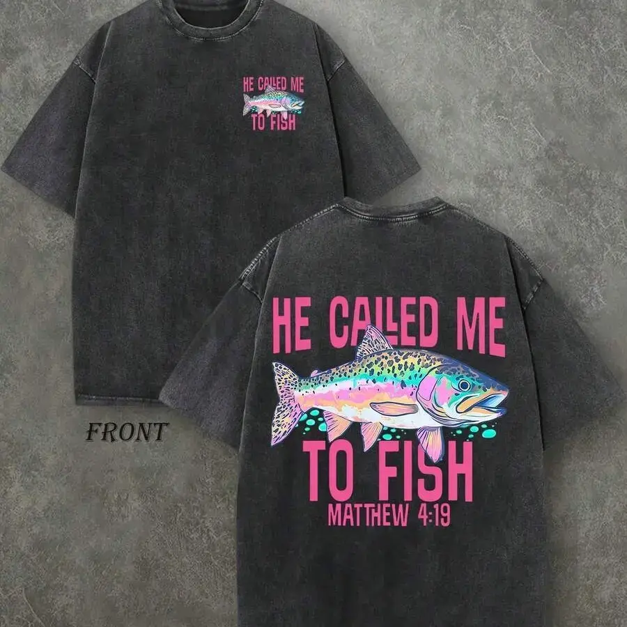 He Called Me To Fish Double Print Hoodie, 270G Brushed Fleece Rainbow Trout Christian Fishing Hooded Sweatshirt, Matthew 4:19 Religious Outdoor Pullover For Men Women