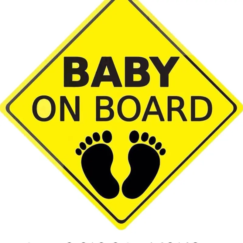Baby on Board Car Sticker (3.9"x3.9") High-Visibility Safety Sign with Cute Footprint Design, Weatherproof & Fade-Resistant for Ultimate Child Protection vinyl decal
