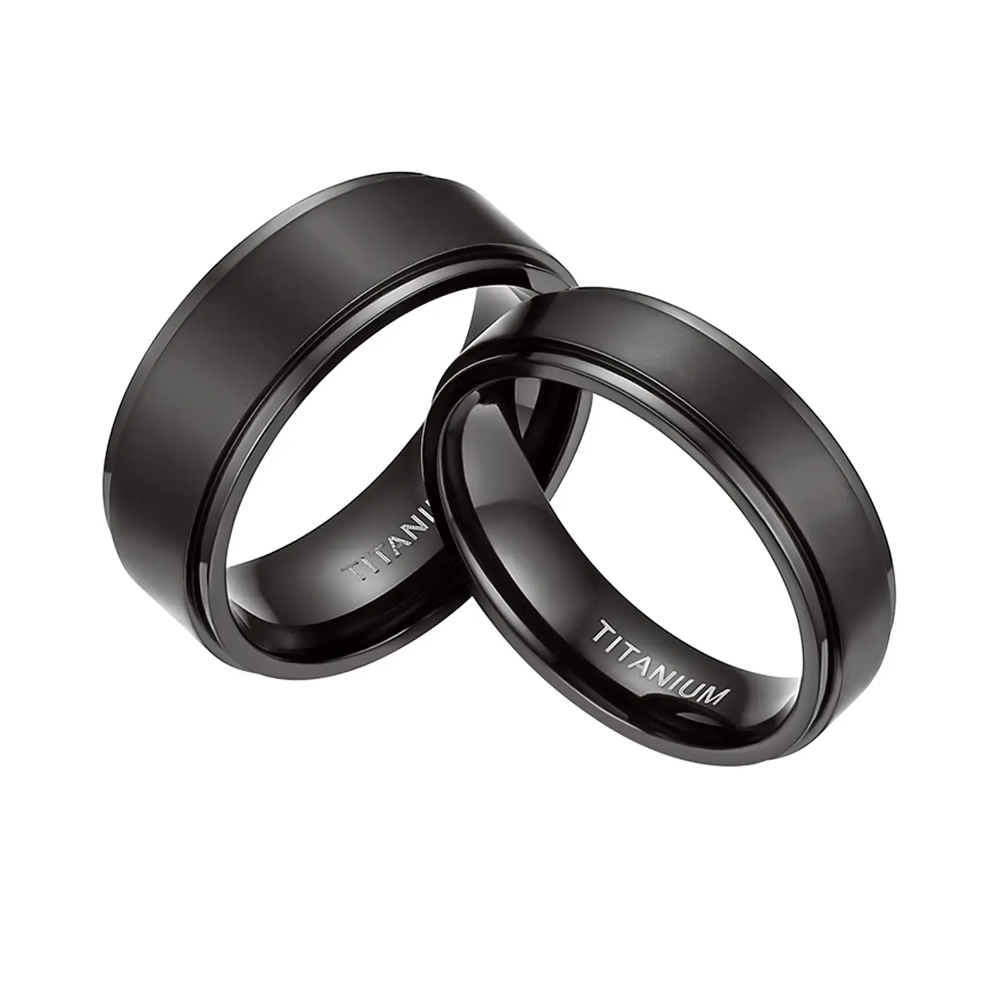 OIDEA 8mm Brushed Titanium Unisex Fashion Ring - Comfort Fit, All-Day Light Hypoallergenic Flat Band, Minimalist Hand-Brushed Black Jewelry, Engagement Wedding Band, Contemporary Masculine Anniversary Gift