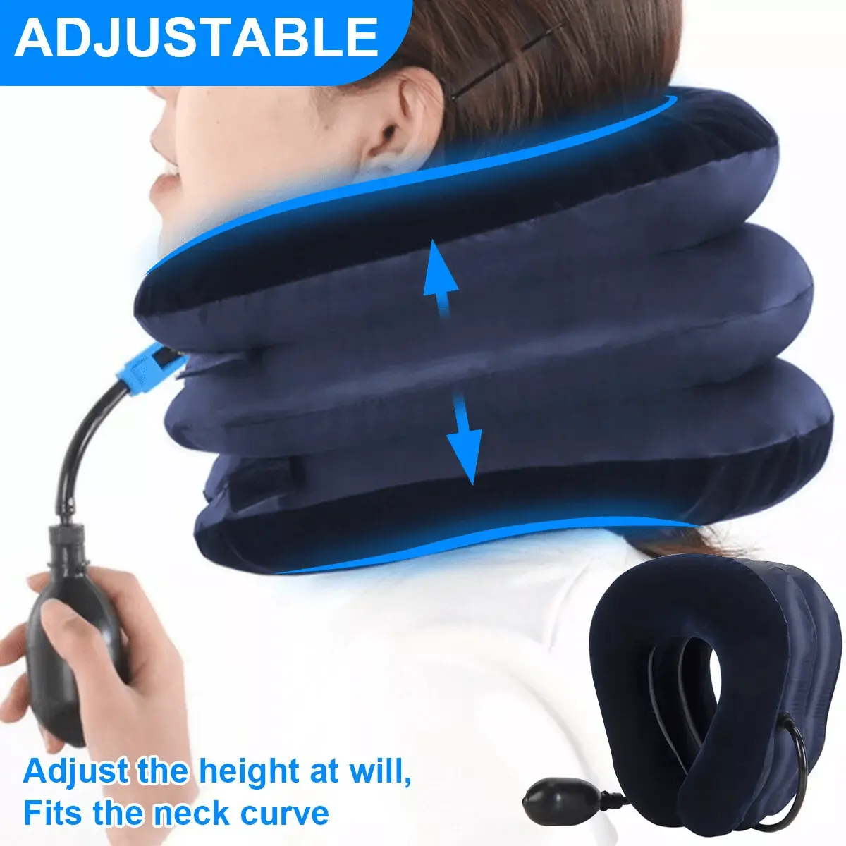 1 Pack Adjustable InflatableNeck Pillow, - ErgonomicInflatable Travel Pillow -Ideal Holiday Gift forFriends and Family,Ergonomic Inflatable TravelPillow