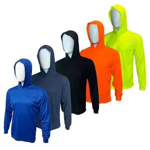 5 PACK  - Hi Visibility ultra light weight Long sleeve hoodie shirt / polyester birdeye Fabric for quick dry
