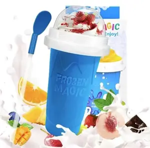 350ml Frozen Magic Slushie Maker Cup for Kids & AdultsMagic Squeeze DIY Frozen Drink Reusable IceeMaker Quick Freeze Slushy Cup with Straw SpoonFun Summer Kitchen Gadget for Home or Travel