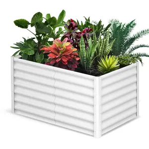 【GARVEE】Raised Garden Bed, 6x3x2 FT Metal Raised Garden Beds Outdoor, Rectangular Planter Box for Planting Plants, Vegetables and Flower, White