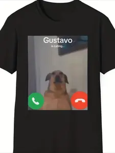 Gustavo The Dog's Funny Phone Call Graphic Unisex T-shirt Spring Summer Short Sleeve Crew Neck Graphic Tops Women Men Essentials Gift for Her/him
