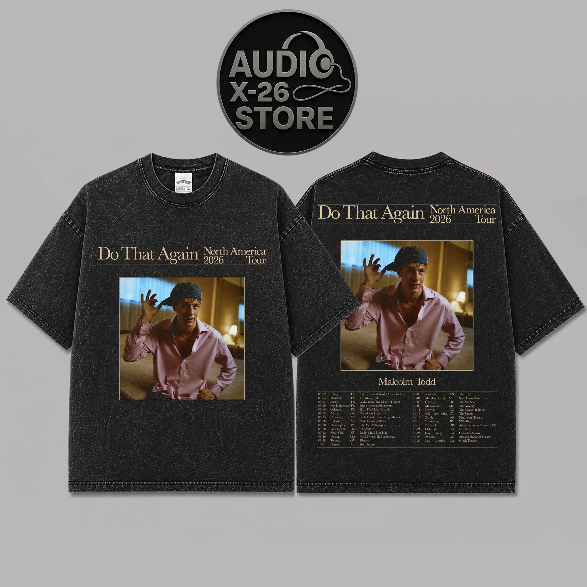 Malcolm Todd Do That Again Tour Graphic High-Quality Acid Washed Cotton T-Shirt, Malcolm Todd Fan Graphic Tee, Do That Again Album Merch Streetwear Graphic Shirt, Gift for Indie Pop Fans