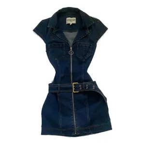 Retro sweet hot girl denim dress summer waist slimming hip skirt Casual Womenswear Shortsleeve summer outfits women's clothingGiftGift(Sheets)