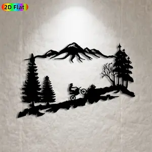 1pc Mountain Motocross Metal Wall Art,Mountain Motocross Statue Mural, Ideal Gift for New Year, Easter, Outdoor Adventure Enthusiasts, Weather-Resistant Metal Wall Decor Wall Sculptures, Perfect for Garden Wall & Backyard Fence, Outdoor Decor Enthusiasts