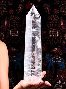 1PC Stunning Large Clear Smelting Quartz Tower, Smelt Quartz Polished Carved, Mineral Specimen, For Home and Office Metaphysical Decoration Art Collect,Unique Christmas and Halloween Holiday Gifts.