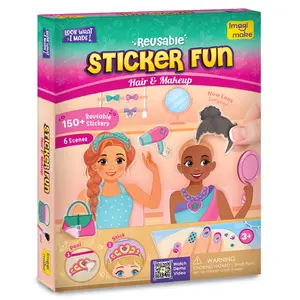Imagimake Reusable Sticker Kit for Hair & Makeup | 150+ Waterproof Jelly Stickers | Fun Pretend Play With Glam Boards | Mess-Free Travel Toy for Girls 3-6