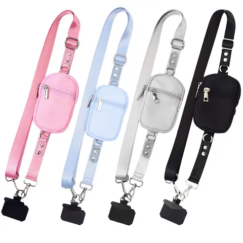 Plus Size Crossbody Smartphone Lanyard Bag Set, Adjustable Length, Universal Unisex Fit with Card Holder & Hook, Ideal for Commute & Travel, Mobile Phone Accessories for Cellphone, Summervibes Backtoschool