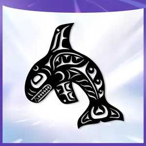 1pc Orca Metal Wall Art - Rust-Resistant Iron Orca Statue Mural Suitable for Coastal Nautical Decor, Ocean Theme Bedroom & Christmas Marine-Themed Gift for - Elegant Orca for Marine Lovers