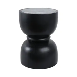 212 MAIN Marble Top Accent Table, 18x13 in, Black, with Ring