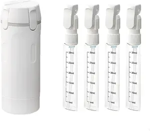 4-in-1 Travel Bottles Set, Leak-Proof Refillable Containers Dispensers Labels Portable Toiletry Organizer Cup for Shampoo, Lotion, Soap