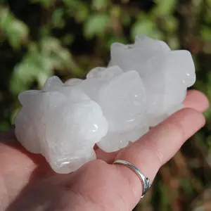 2in White Quartz Carved Crystal Rabbit