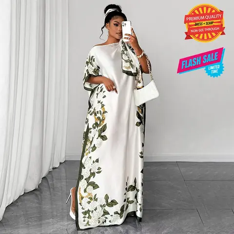 Moomoo Women's Casual Bohemian Sleeveless 2-Piece Dress + Scarf Set - Floral Print, Comfort Fit, Trendy, Flowy Long Skirt, Beach Vacation Daily Wear, All-Season Fashion Accessory