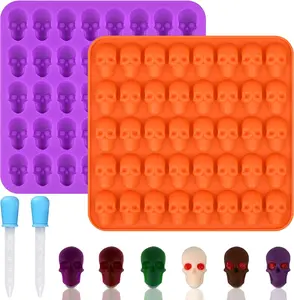 Skull Molds - 2 Pack Skull Candy Molds with 2 Droppers,  Molds for , Candy, Jelly,  , Ice Cube,  Casting