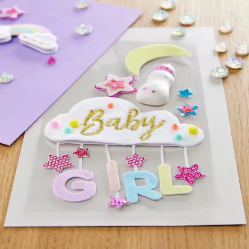 Baby Girl Cloud Dimentional Sticker Set for Scrapbooking and Crafts - 9pc