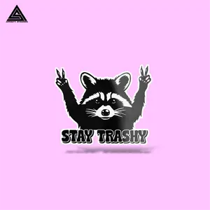 Stay Trashy Raccoon Sticker || vinyl sticker, water bottle sticker, tumbler stickers, laptop decals, waterproof sticker, spongebob, funny, burger, roach, stickers Decor Decorative