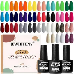 JEWHITENY 30PCS Gel Nail Kit 27 Colors Gel Set Gel Nail Kit Soak Off Nail Gel Set for Manicure Nail Art Salon/Home Starter Kit