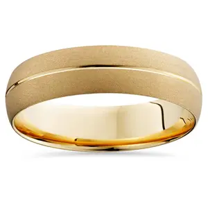 Mens 14k Yellow Gold Comfort Fit 6mm Wedding Band Ring