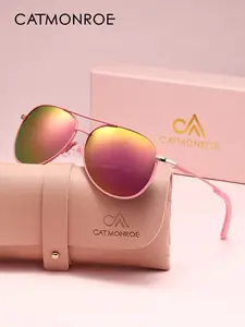 Women's Polarized Square Frames Sunglasses Uv400 Protection, Durable Metal Frame Design, Ideal for Driving & Casual Wear, Perfect Gift Choice