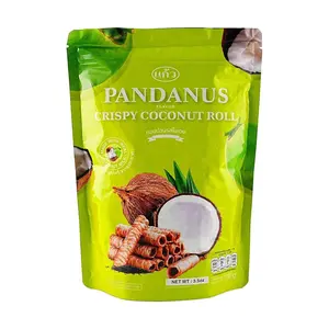 KAEW Thai Crispy Coconut Rolls - Pandan Flavor 100g | Authentic Thai Snack